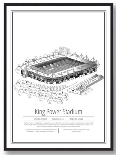 Hæng denne flotte fodboldplakat med hvid baggrund, der viser, hvor holdet Leicester spiller, op i din bolig.