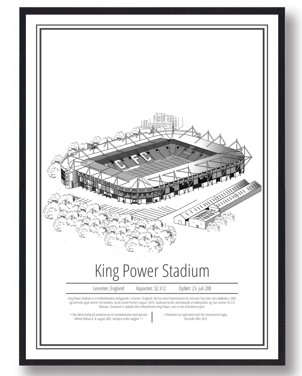 King Power Leicester Stadion Plakat Størrelse: 50x70cm