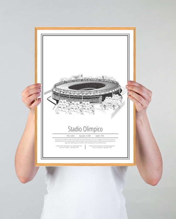 Fodbold plakat med Roma på hvid baggrund. Denne flotte stadion plakat er perfekt til ham/hende som er Roma fan