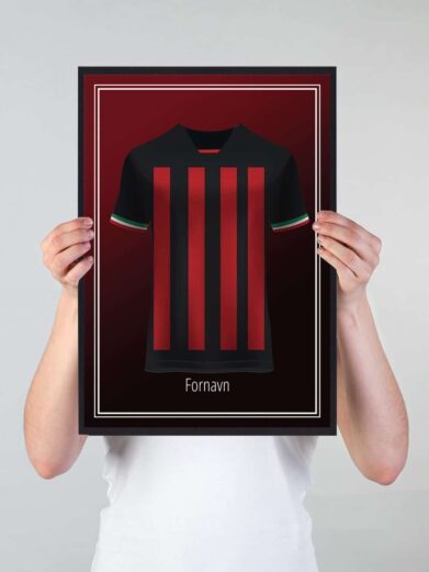 Fodbold plakat trøje med A.C. Milan. Få dit navn eller din favorit fodboldspillers navn på plakaten