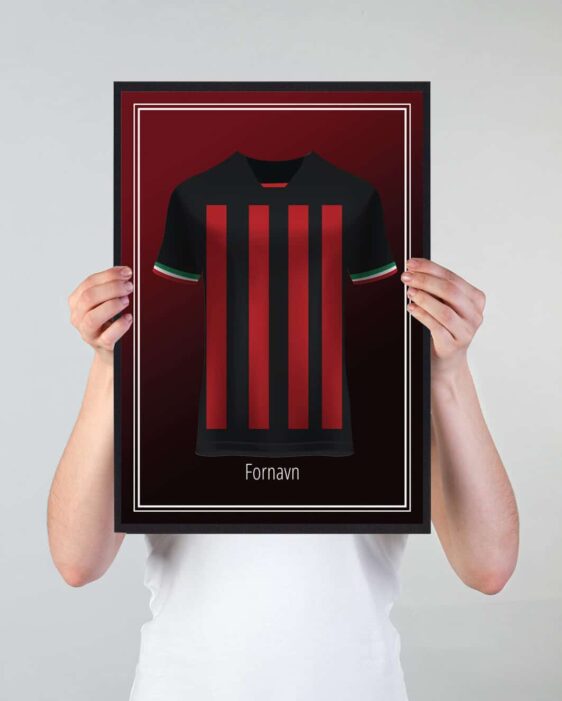 Fodbold plakat trøje med A.C. Milan. Få dit navn eller din favorit fodboldspillers navn på plakaten