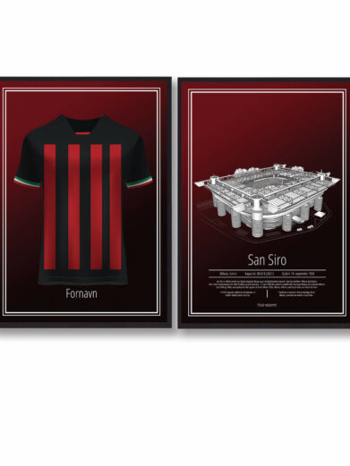 A.C. Milan fodboldplakat med trøje. Personliggør A.C. Milan fodboldplakaten ved at skrive navnet på plakaten.