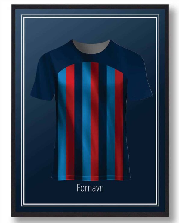 Få dit navn eller din yndlingspillers på denne Barcelona fodboldplakat med en klubbens trøje