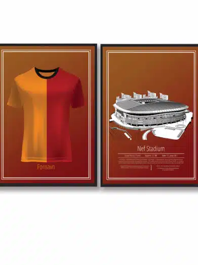 Galatasaray fodbold plakatsæt bestående af en spillertrøje med navn og stadion