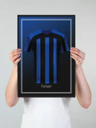 Inter Milan fodboldplakat med spillertrøje og navn i flot design