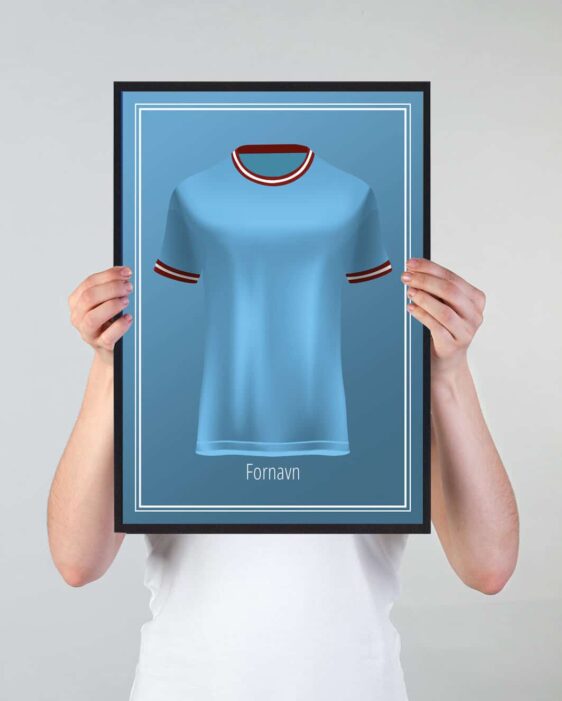 Fodbold plakat trøje med Manchester City. Få dit navn eller din favorit fodboldspillers navn på plakaten