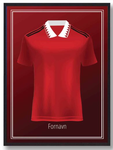 Få dit navn eller din yndlingspillers på denne Manchester United fodboldplakat med en klubbens trøje