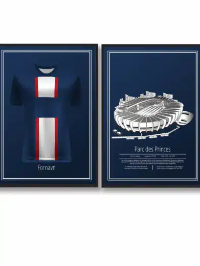 Fodbold plakatsæt med Paris PSG. Fodboldplakat med PSG og deres spillertrøje