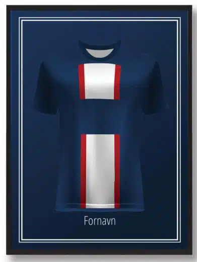 Fodboldplakat med Paris PSG og deres spillertrøje