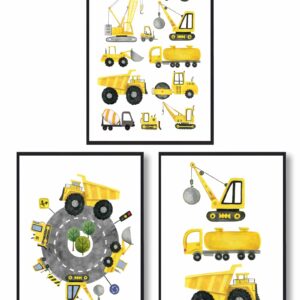 Plakatsæt gravko, kran og traktor - plakat