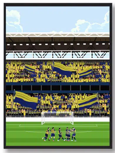 Fenerbahçe fans - fodboldplakat, der viser et fyldt stadion med massevis af tilskuere og spillere på banen