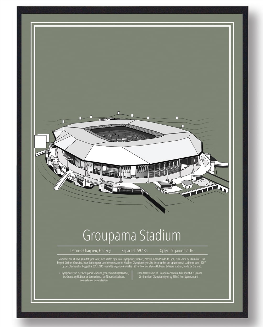 Lyon - Parc Olympique Lyonnais stadion plakat