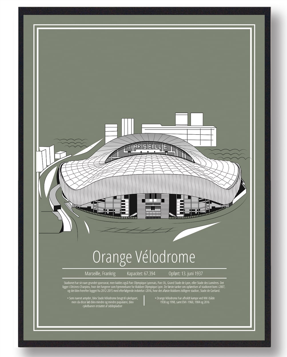 Marseille - Stade Vélodrome stadion plakat