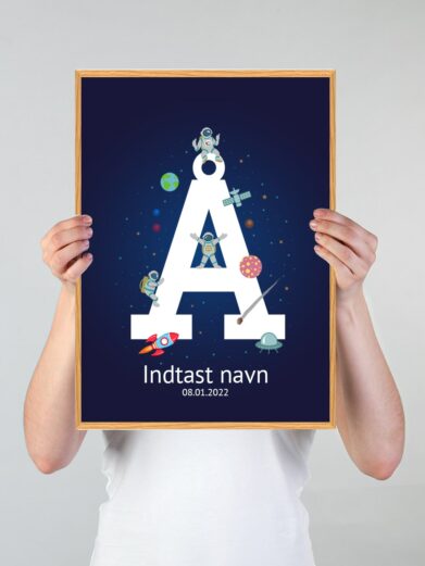 Navneplakat med universet med bogstavet Å