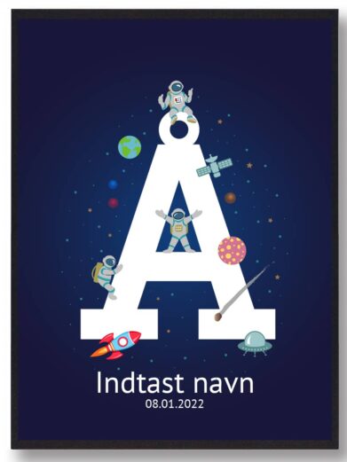 Navnetavler rummet: Navnetavle med bogstavet Å. Navnetavle med rummet som tema passer perfekt til børneværelset.