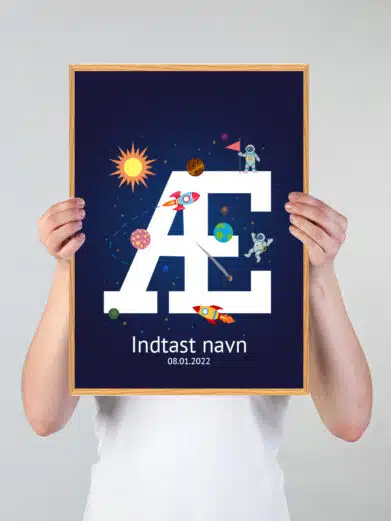 Navneplakat med universet med bogstavet Æ