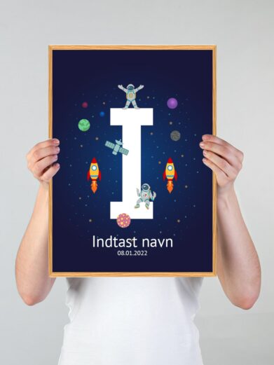 Navneplakat med universet med bogstavet I