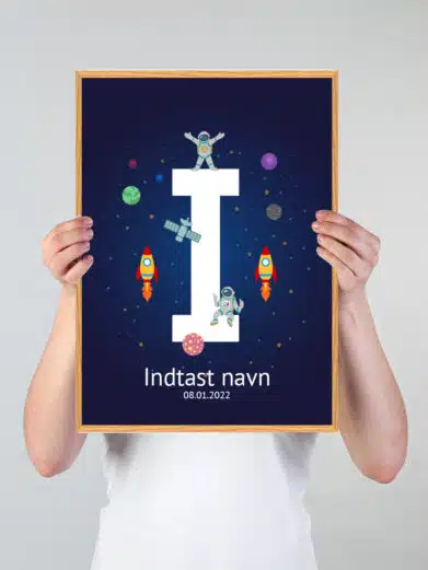 Navneplakat med universet med bogstavet I