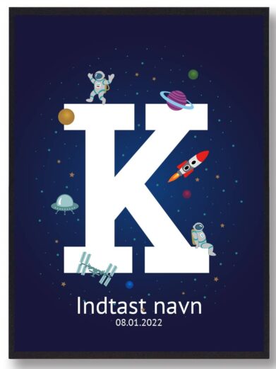 Navneplakat med rummet med bogstavet K