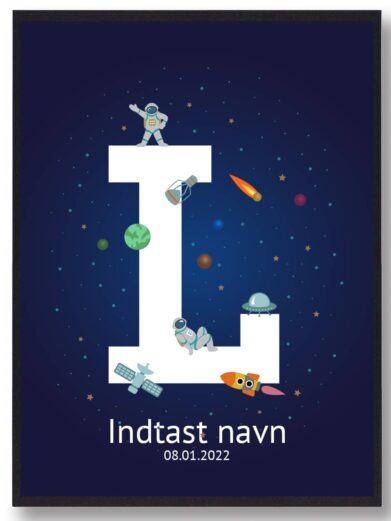 Navneplakat med rummet med bogstavet L