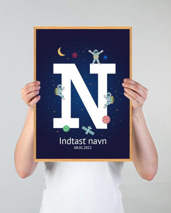 Navneplakat med universet med bogstavet N