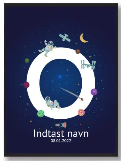 Navneplakat med rummet og bogstavet O