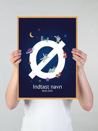 Navneplakat med universet med bogstavet Ø