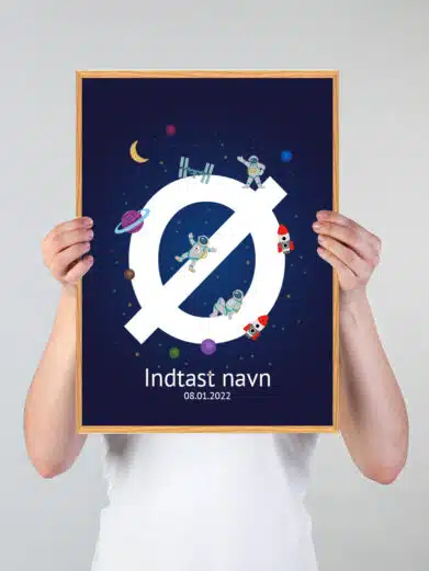 Navneplakat med universet med bogstavet Ø