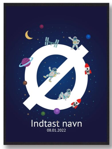 Navnetavler rummet: Navnetavle med bogstavet Ø. Navnetavle med rummet som tema passer perfekt til børneværelset.