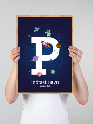 Navneplakat med universet med bogstavet P