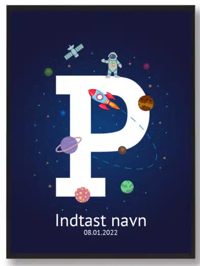 Navneplakat med rummet med bogstavet P