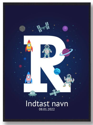 Navneplakat med rummet med bogstavet R