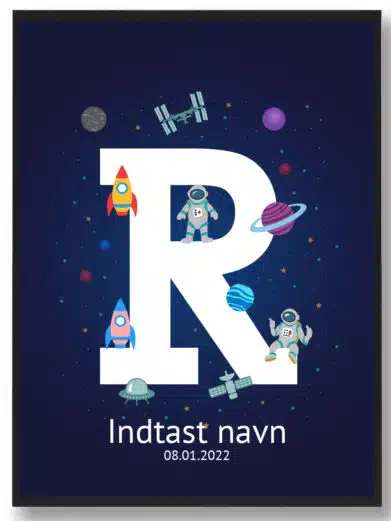 Navneplakat med rummet med bogstavet R
