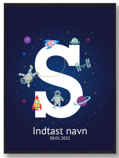 Navneplakat med rummet med bogstavet S
