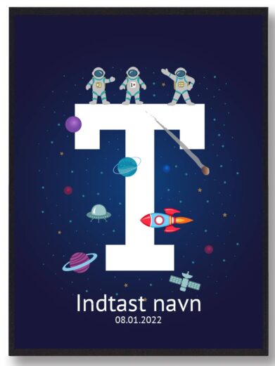 Navneplakat med rummet med bogstavet T