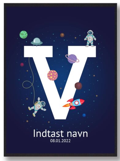 Navneplakat med rummet med bogstavet V