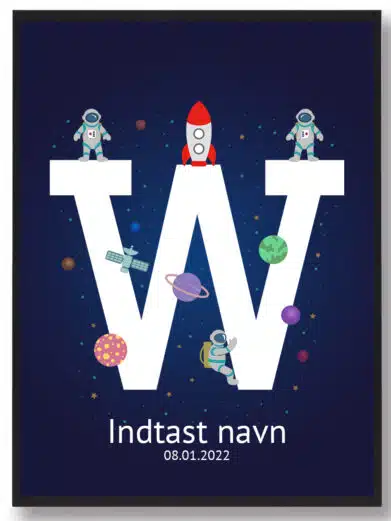Navneplakat med rummet med bogstavet W