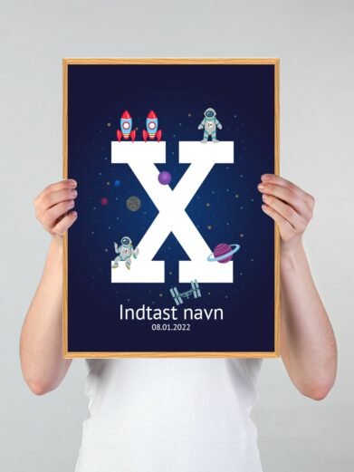 Navneplakat med runiverset med bogstavet X