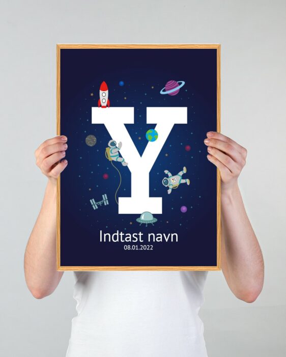 Navneplakat med universet med bogstavet Y