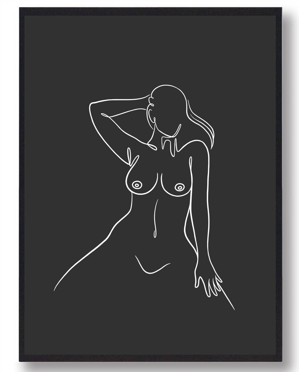 Line Art Stregtegnings Plakat Sort Størrelse: 30x40cm