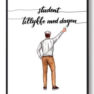 Tillykke med dagen - studenterplakat (mørkt hår)