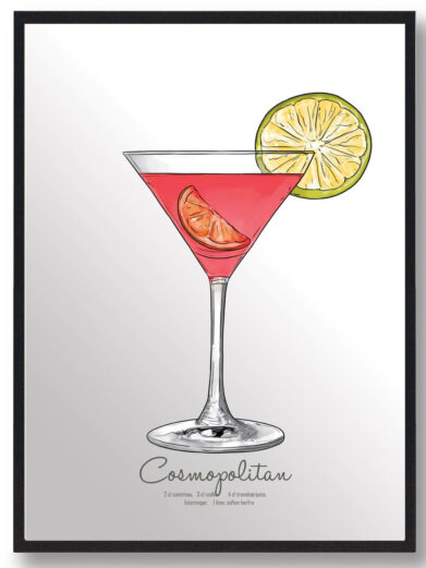 Drinks plakat med cosmopolitan. Elsker du drinks så udsmyk køkkenet med denne cosmopolitan plakat