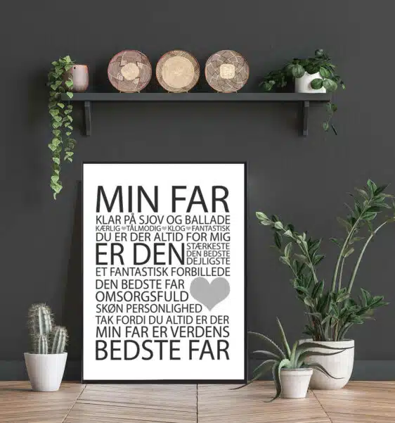 Billig gave til fars dag. Fortæl din far hvor meget du holder af ham med denne søde fars dag plakat