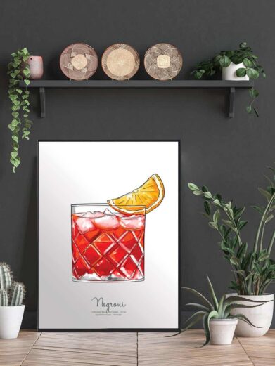 Drinks plakat med negroni. Elsker du drinks så udsmyk køkkenet med denne negroni plakat