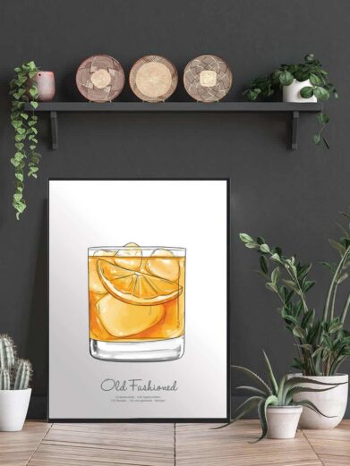 Drinks plakat med old fashioned. Elsker du drinks så udsmyk køkkenet med denne old fashioned plakat