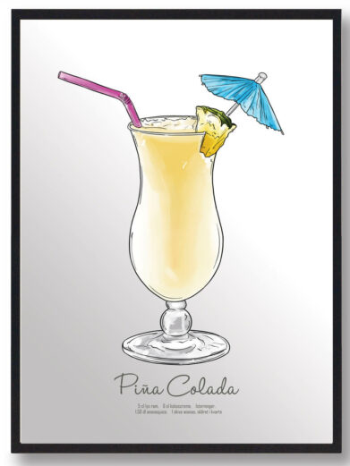Drinks plakat med pina colada. Elsker du drinks så udsmyk køkkenet med denne pina-colada plakat