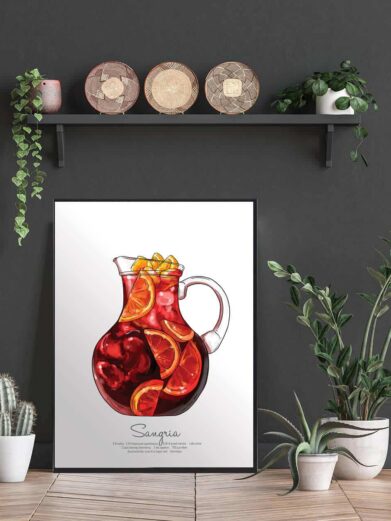 Drinks plakat med sangria. Elsker du drinks så udsmyk køkkenet med denne sangria plakat