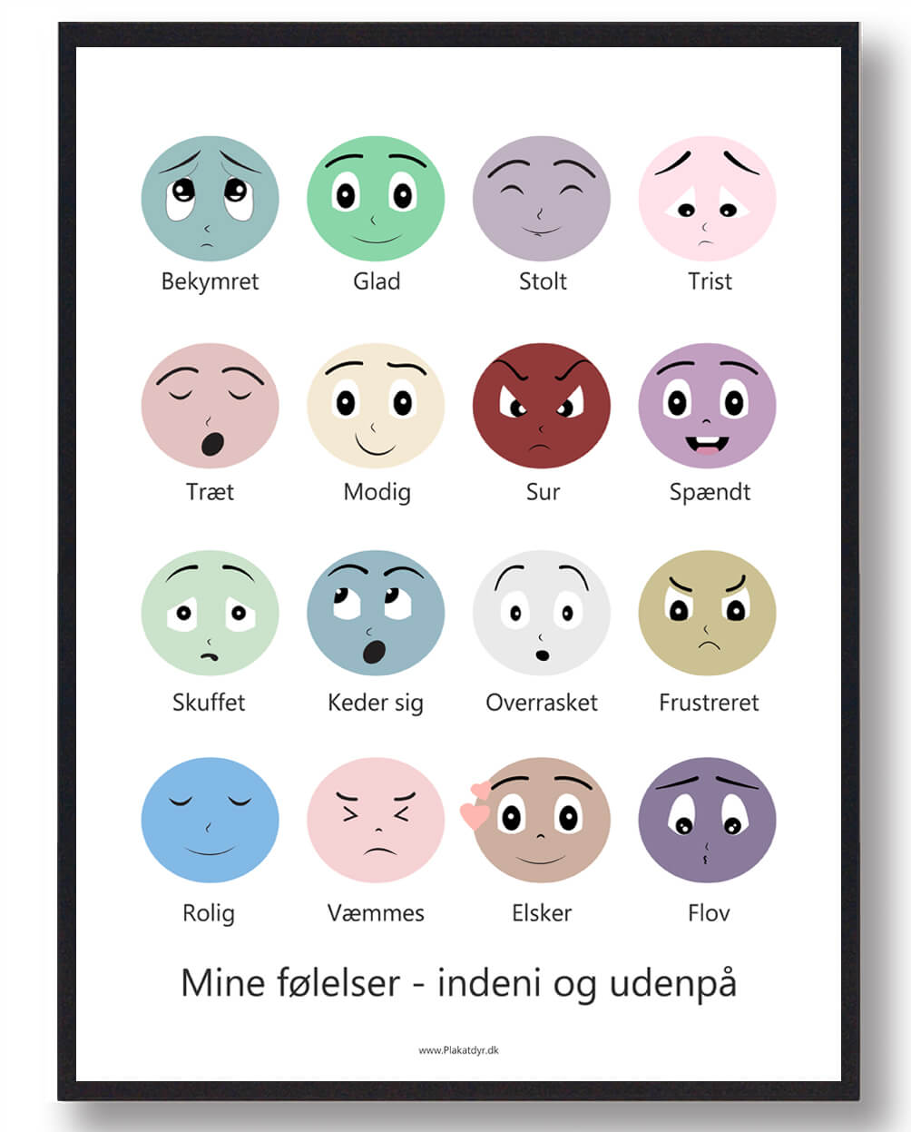 Mine følelser, indeni og udenpå – plakat (Størrelse: L – 50x70cm (B2))