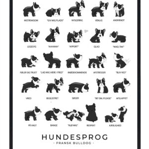 Fransk Bulldog sort plakat - Hundesprog