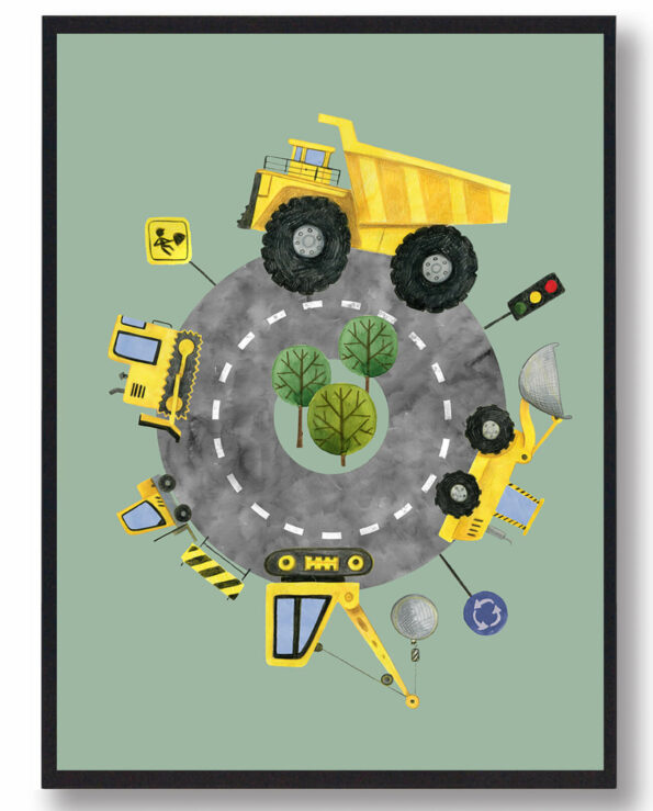 O-vejbane - håndtegnet plakat (grøn)
